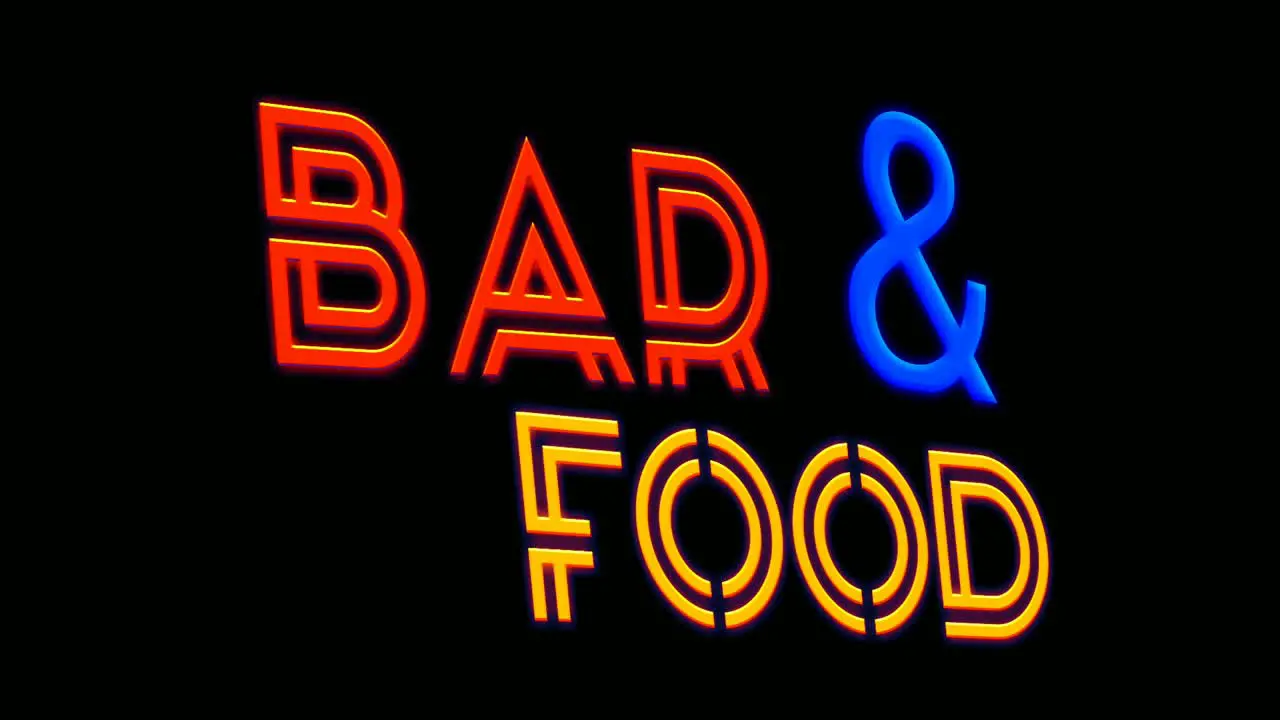 Simple Neon sign text bar and food animation modern on black background