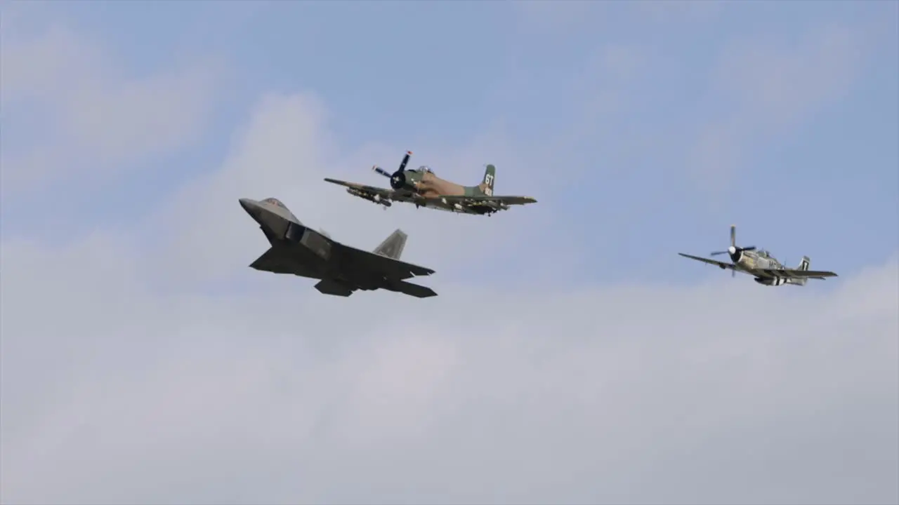 F-22 F4U Corsair and p51 mustang Heritage Flight