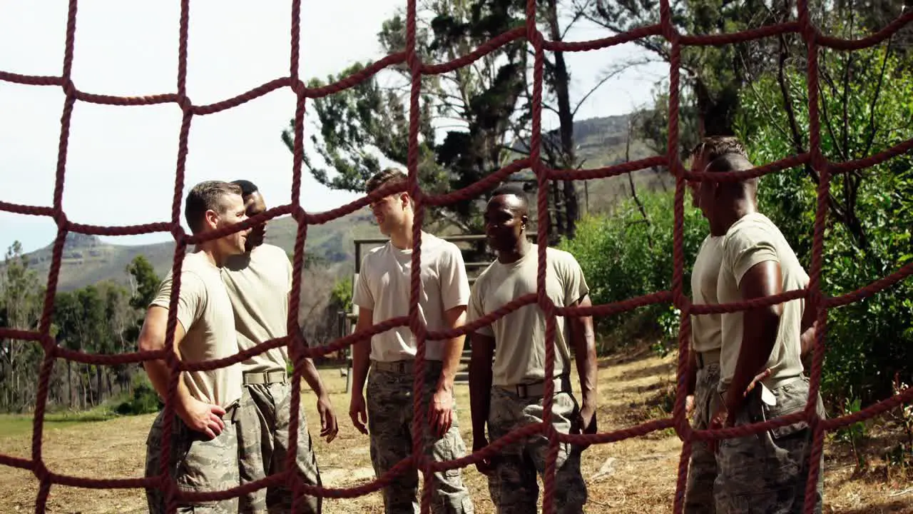 Military soliders interacting with each other at boot camp 4k