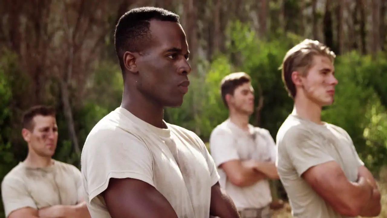 Military soldiers standing with arms crossed 4k