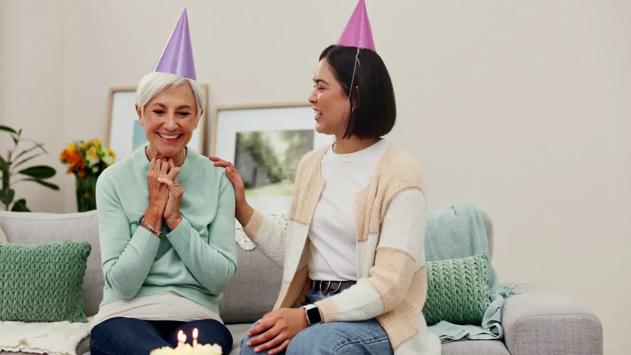 Elderly mom woman and wish happy birthday