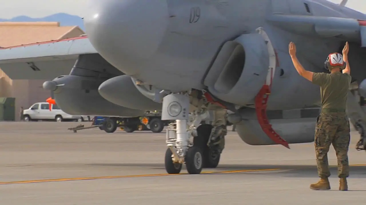 Navy Ea6B Jet Taxis On The Runway