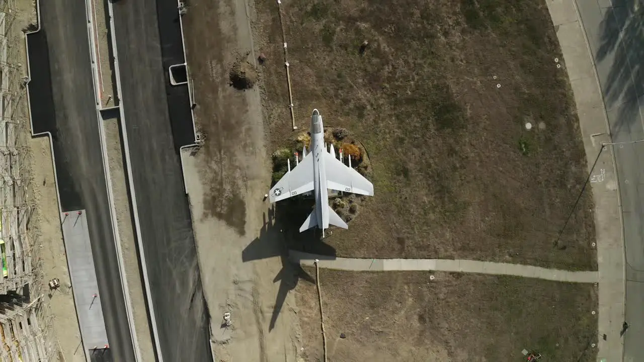 Fighter jet stand during the day display