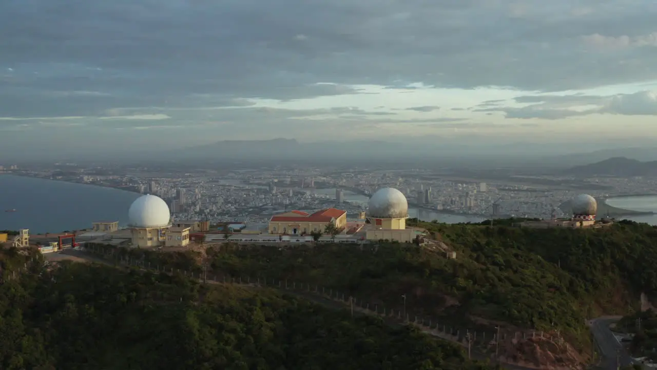 Radar Airspace Surveillance Station Aerial over Da Nang Cityscape Vietnam