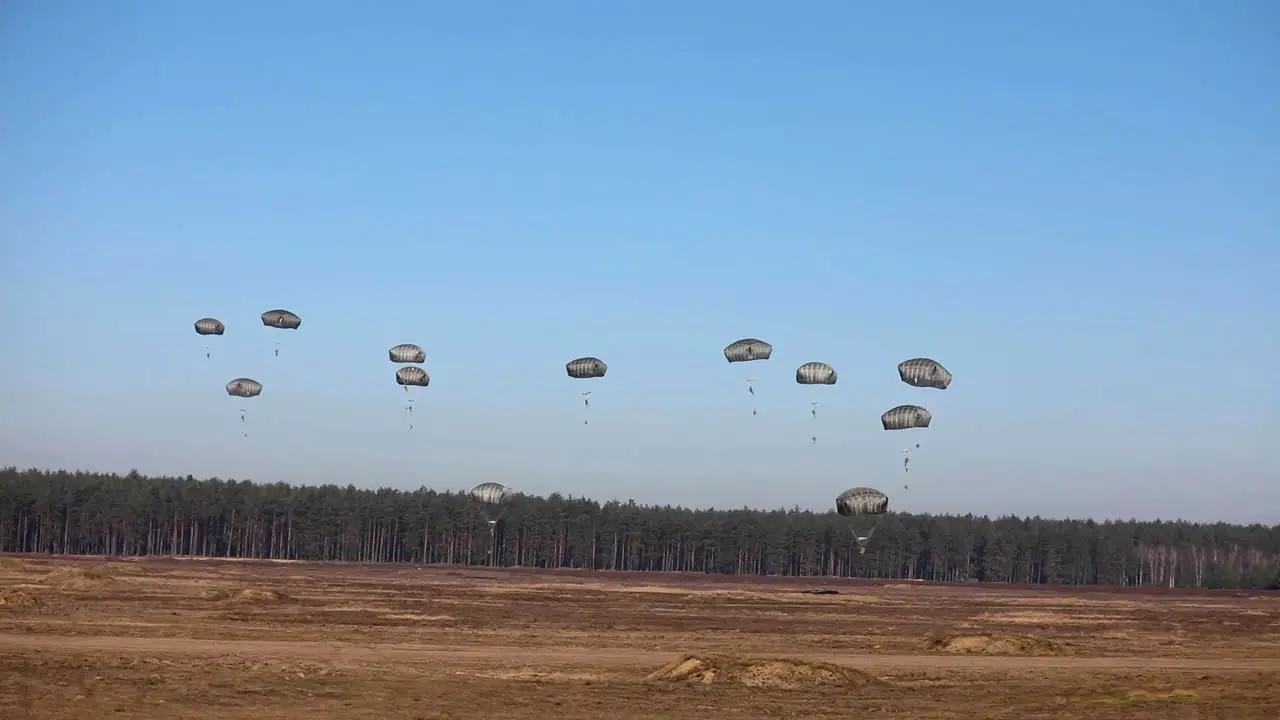 Us Airborne Military Operations Training Exercise Involving American And Polish Soldiers At Drawsko Pomorskie Poland