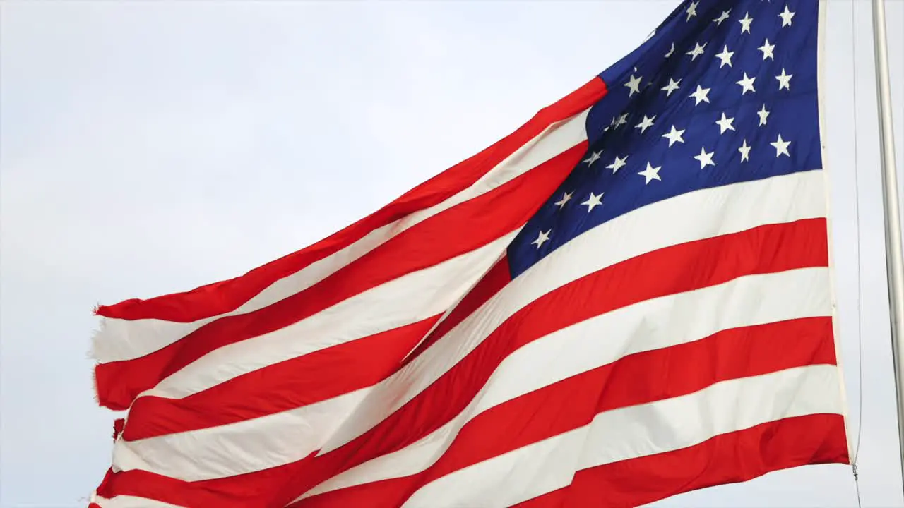 American Flag Waving In The Wind In 120 Fps Slow Motion 4K America