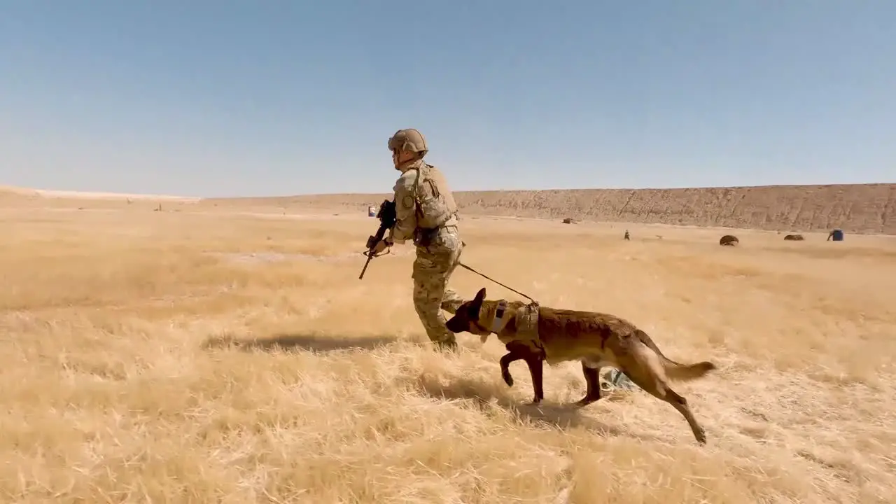 Us Soldiers 2th Infantry Division And Military Working Dogs Conduct A Team Livefire Exercise At Al Asad Air Base Iraq