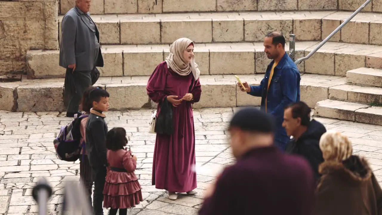 Arabic Refugees Walking taking pictures