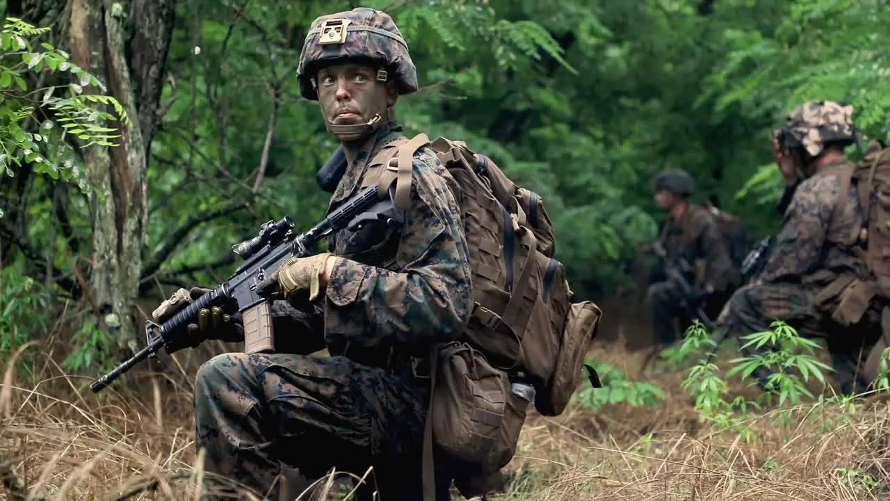 Us Marines In Camouflage Practice Infantry Military And Stealth Tactics During Multi-Lateral Training Exercise Sea Breeze 21