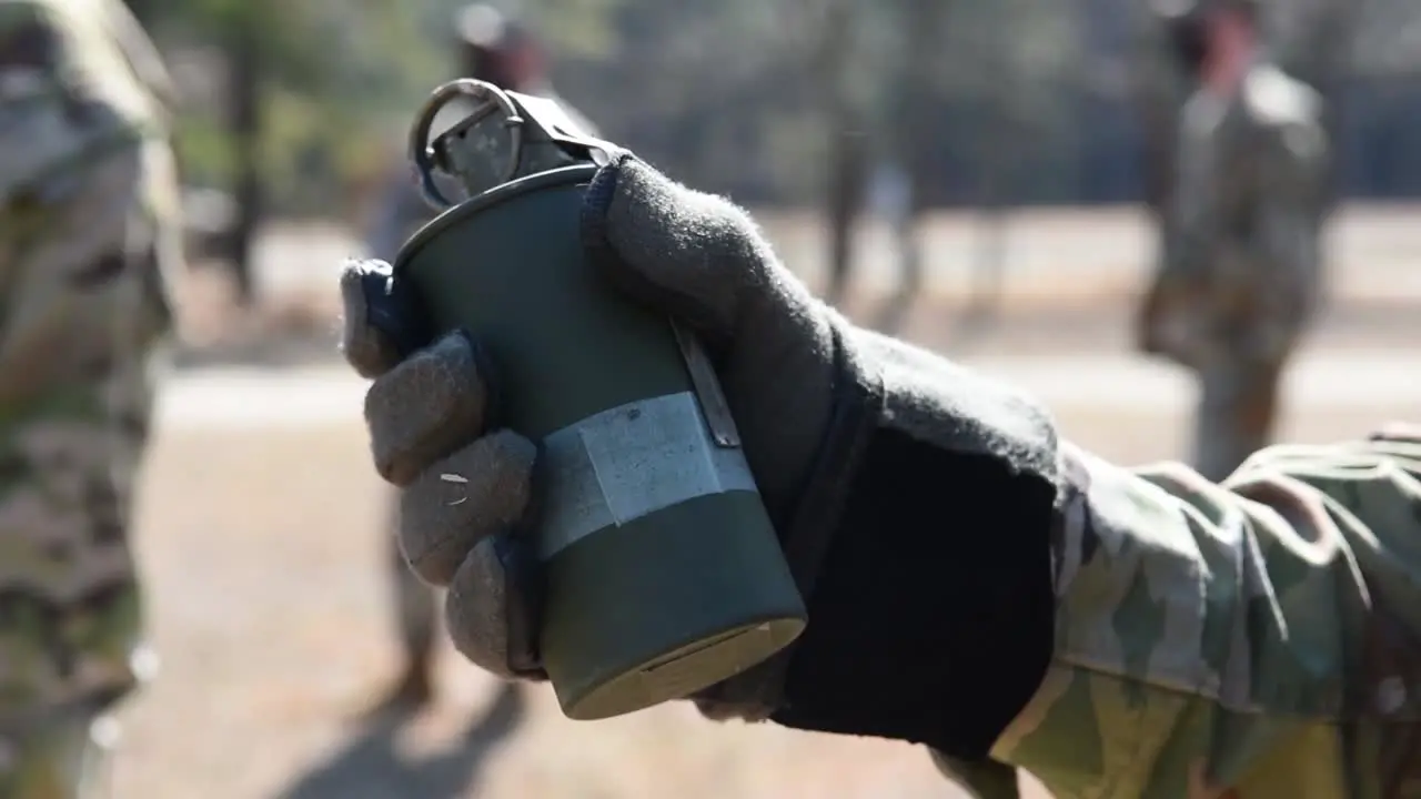 Us Army 174Th Infantry Brigade Soldiers Conduct A Training Exercise With Pyrotechnics Cannisters And Grenades