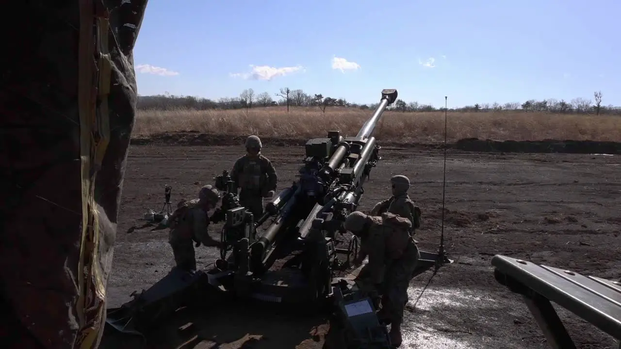 3Rd Marine Division Field Kitchen Operations And Live Fire Military Artillery Training Exercise At Camp Fuji Japan