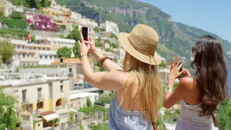 Women bonding or phone photography in travel