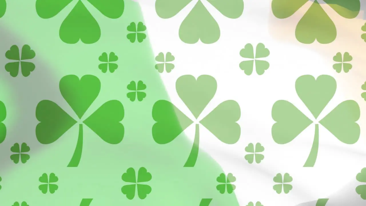 Animation of shamrocks over flag of ireland