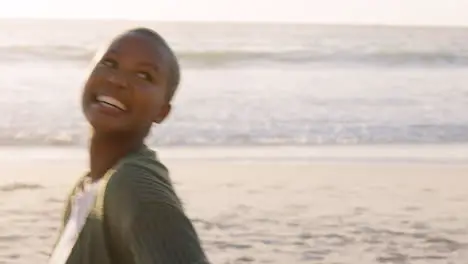 Love beach and black couple holding hands