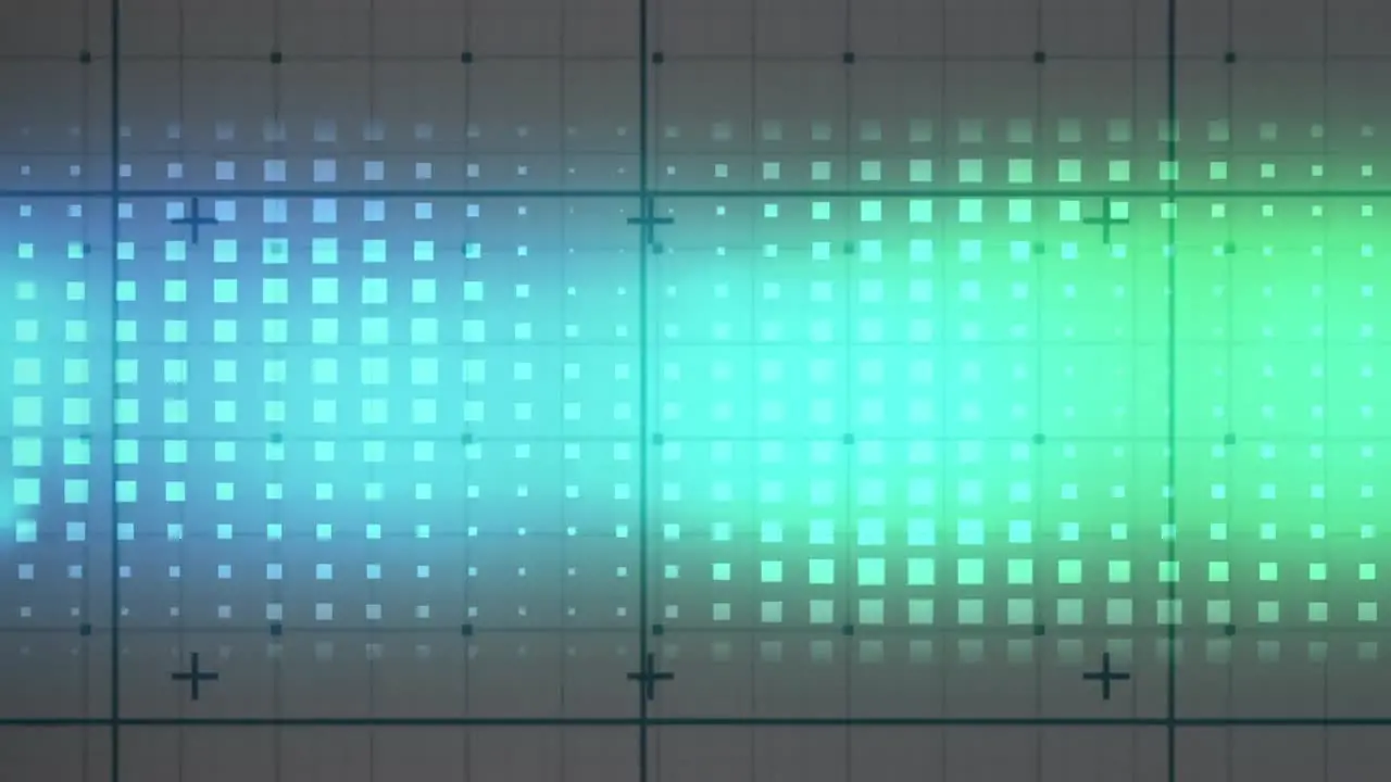 Animation of digital screen with blue and green lights