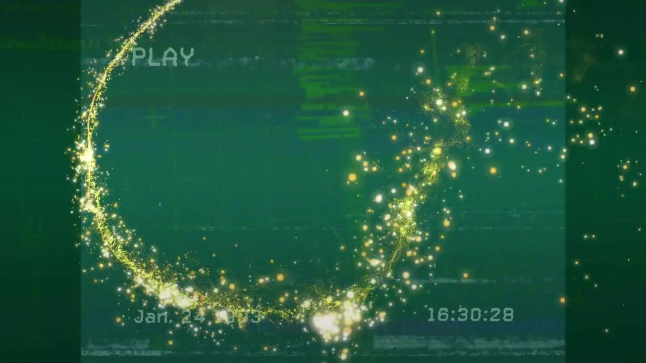 Animation of light over green screen with data processing and glitch