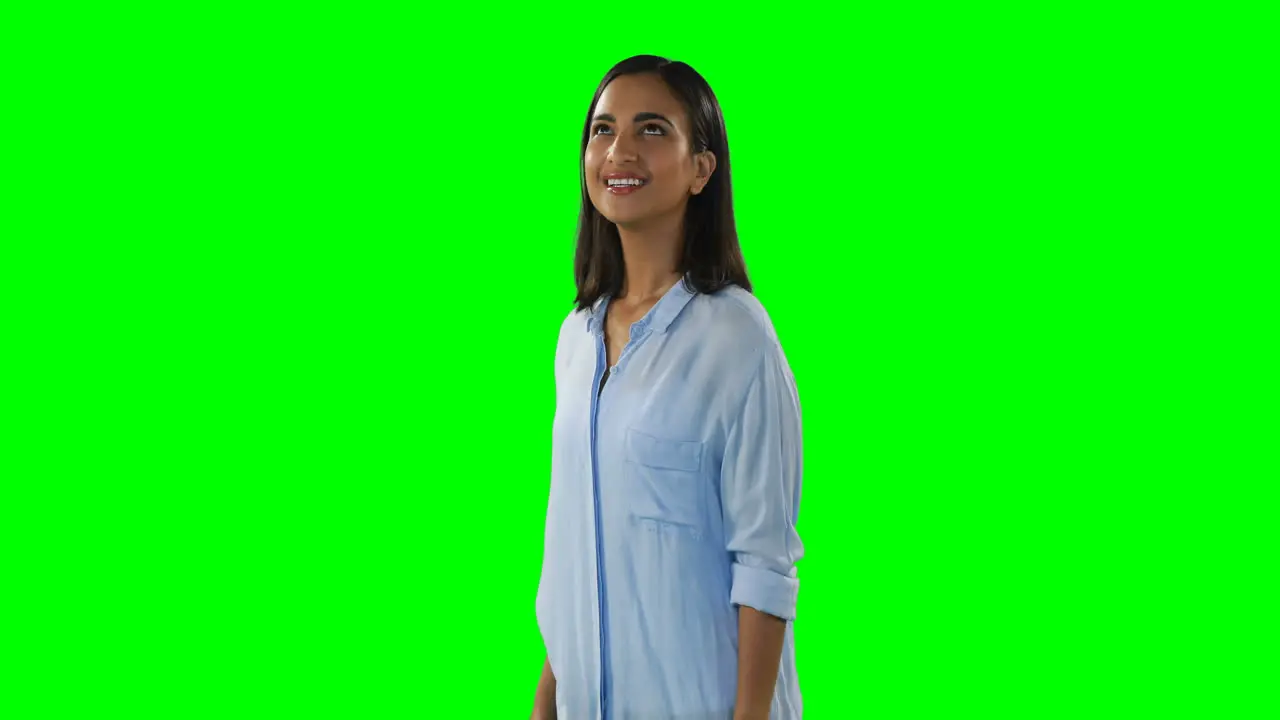 Smiling woman touching digital screen 4k