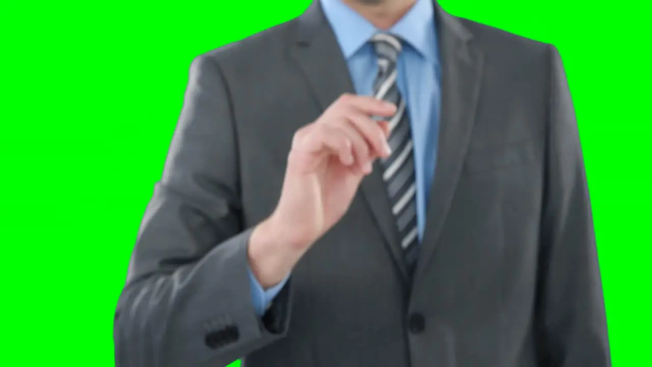 Mid section of businessman using digital screen