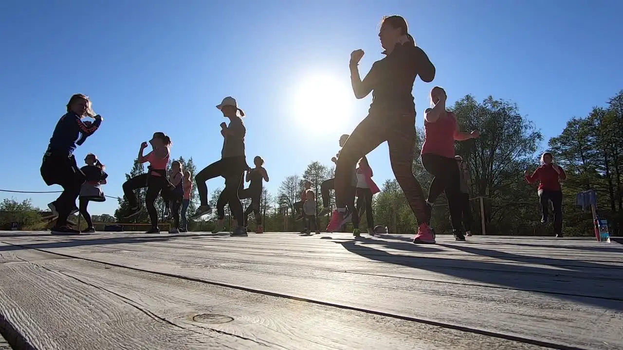 Fitness training outdoors in the fresh air