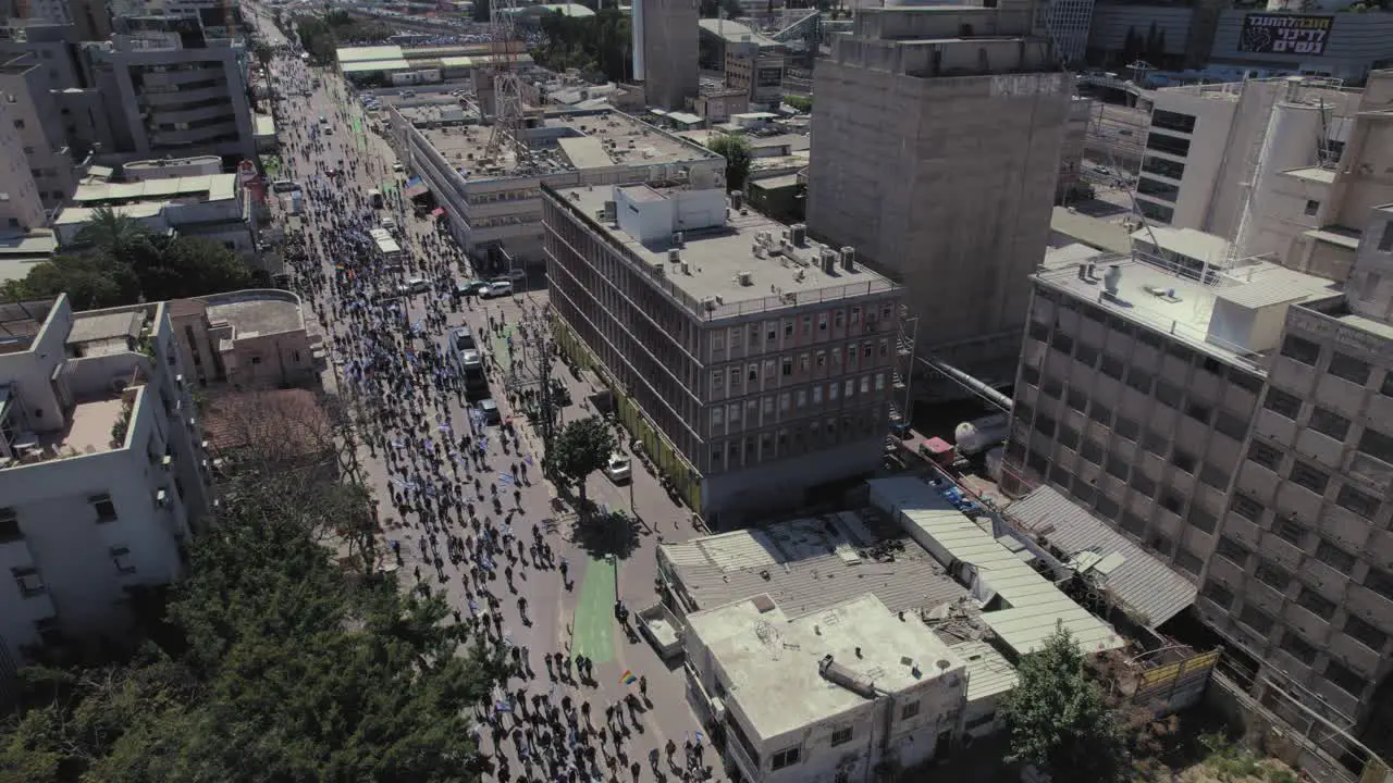 Thousands of Israelis block roads in the city center of Tel Aviv and protest against the government's activities 2023