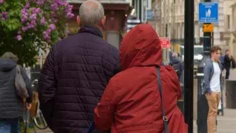 Tracking Shot Following an Adult Couple In Street