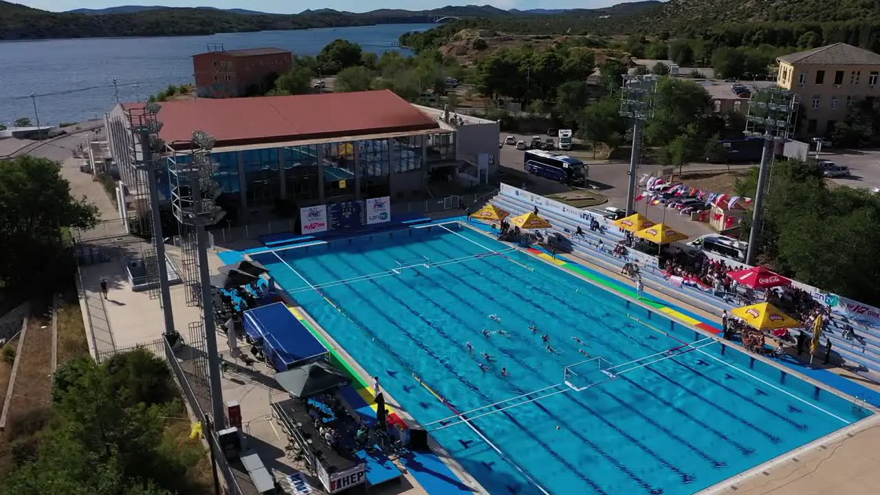 polo water team exercising in swimming pool getting ready for Olympics