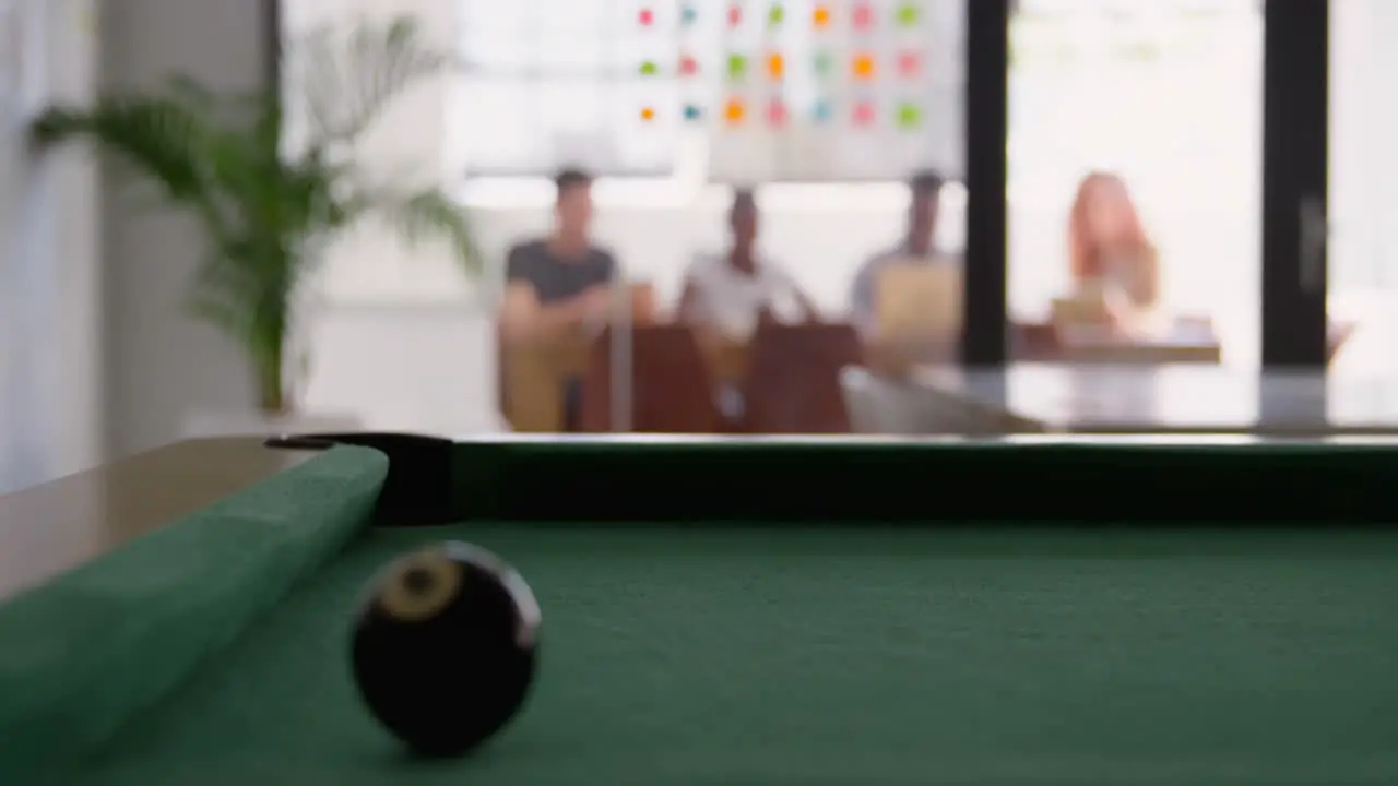 Close-up of snooker ball on the snooker table in a modern office 4k