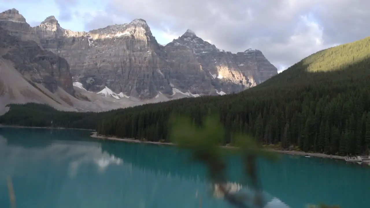 Beautiful blue lake near the snow mountains in Banff Canada