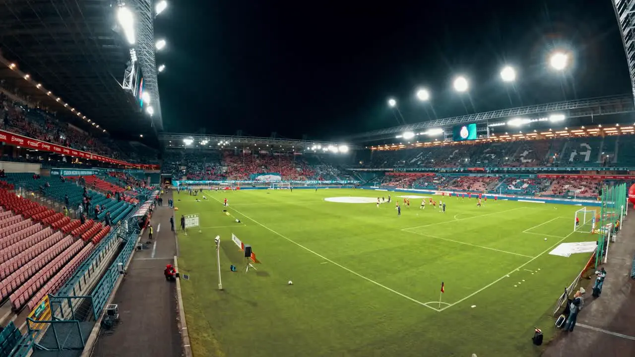 Timelapse of whole football game fans smoke flares 4k