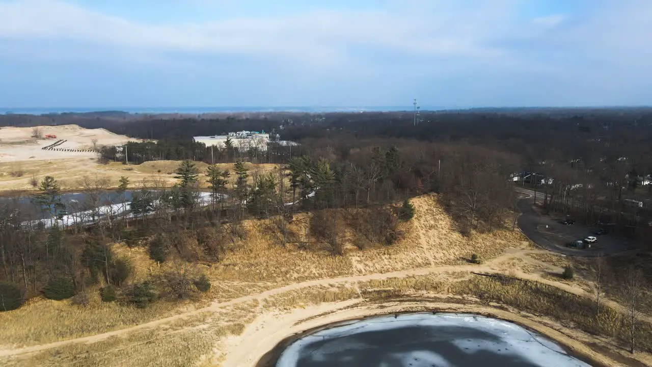 Descending and panning with Drone over a shallow Ice Shelf