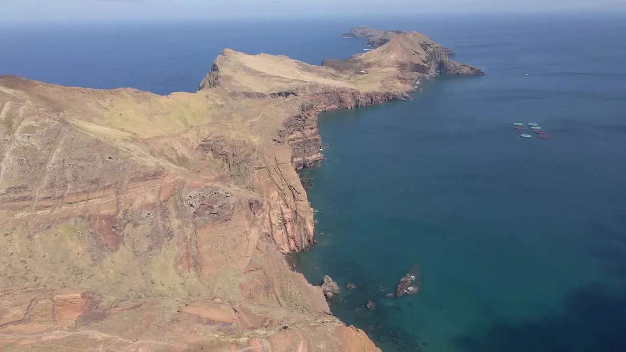 Beautiful aerial or drone shot of "Ponta de Sao Lourenco" in Madeira island in Portugal