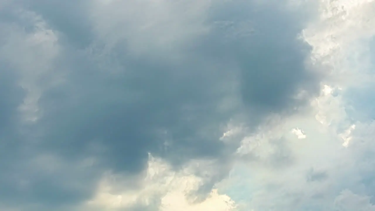 A Time Lapse Shot Of Moving Clouds In The Sky Forming A Wind Shear With A Little Sunlight