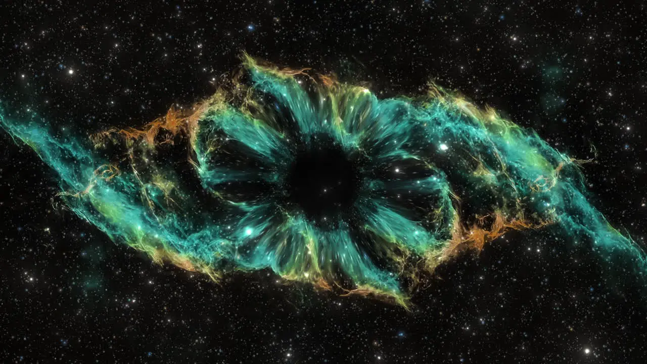 Interstellar Space Travel Through Galaxy with Warped Eye Nebula Black Hole