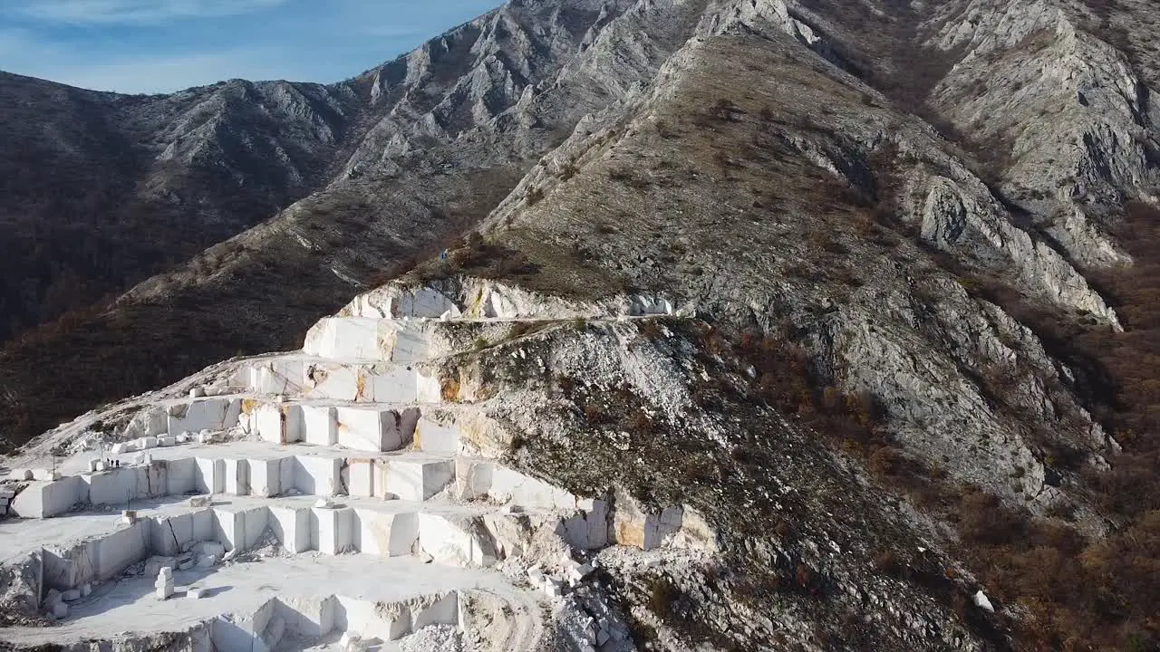 Mine with a white marble on a mountain drone shot