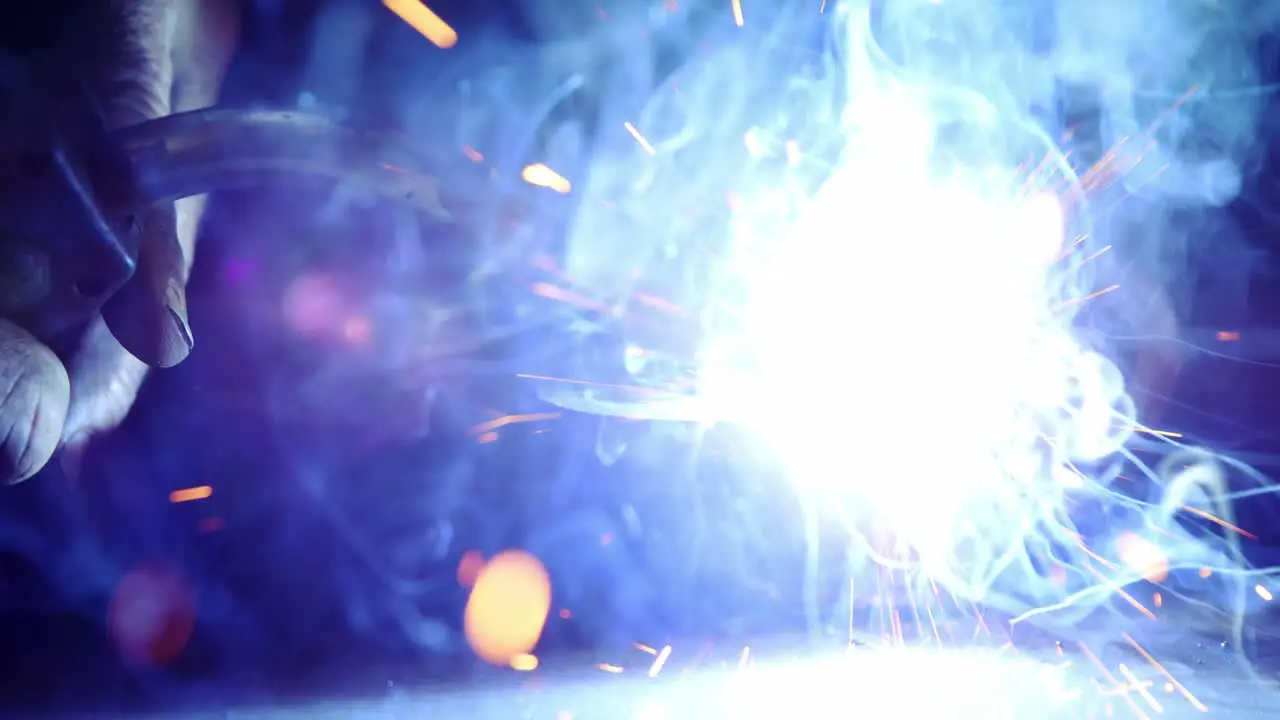 Close-up of welder working on a piece of metal