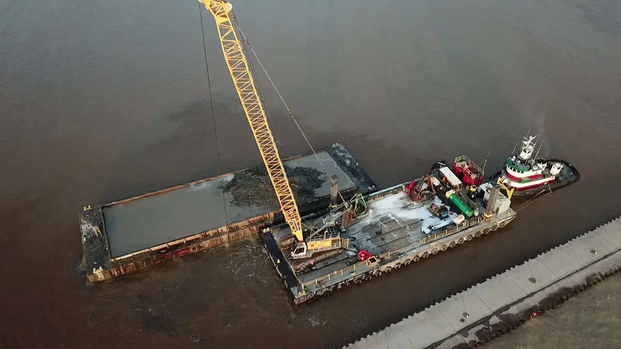 Dredging operation in Kewaunee Harbor on Lake Michigan Kewaunee Wisconsin-11