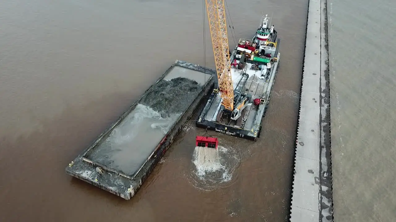 Dredging operation in Kewaunee Harbor on Lake Michigan Kewaunee Wisconsin-18