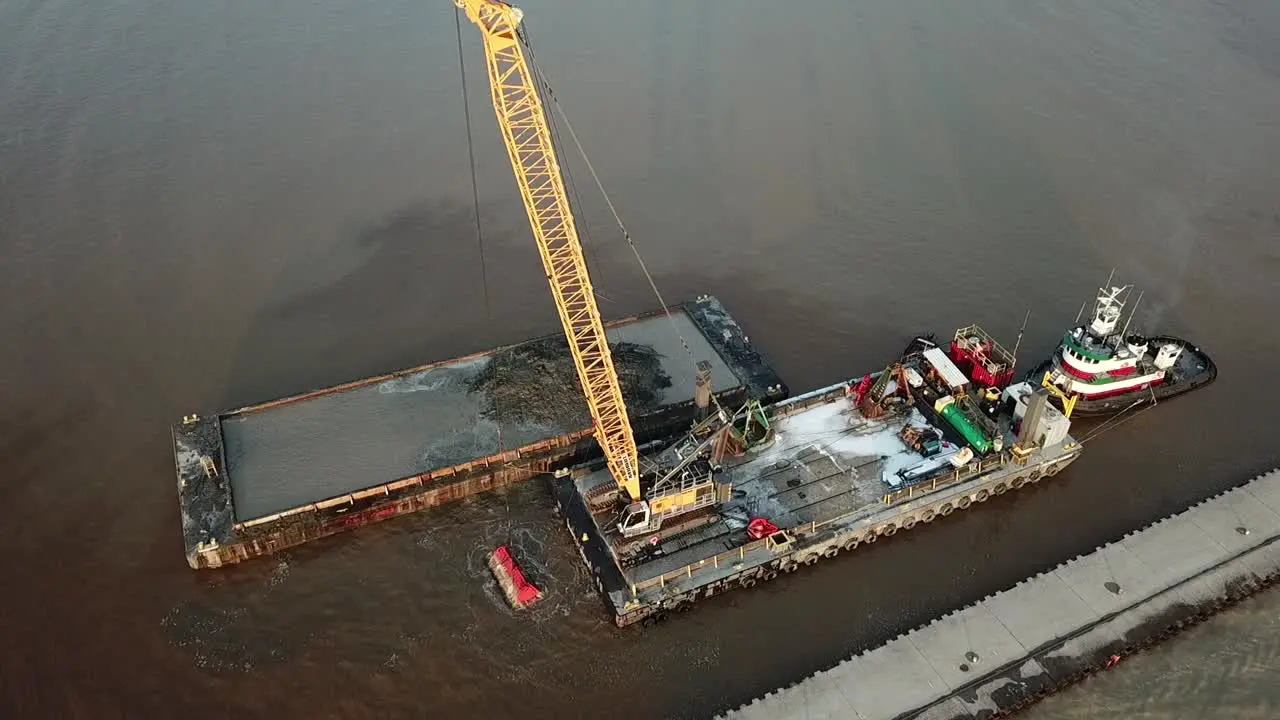 Dredging operation in Kewaunee Harbor on Lake Michigan Kewaunee Wisconsin-10