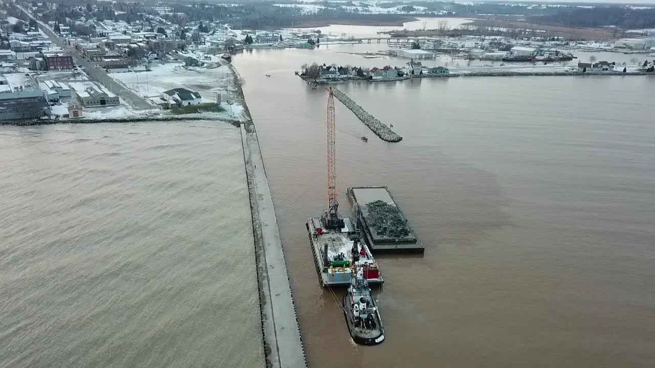 Dredging operation in Kewaunee Harbor on Lake Michigan Kewaunee Wisconsin-7