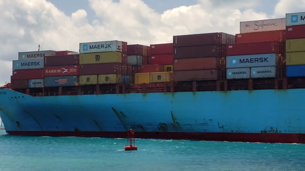 Big cargo ship heading out to sea