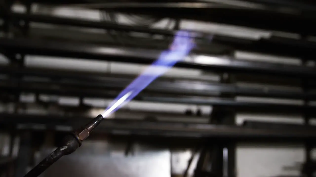 Close-up of flame on welding torch