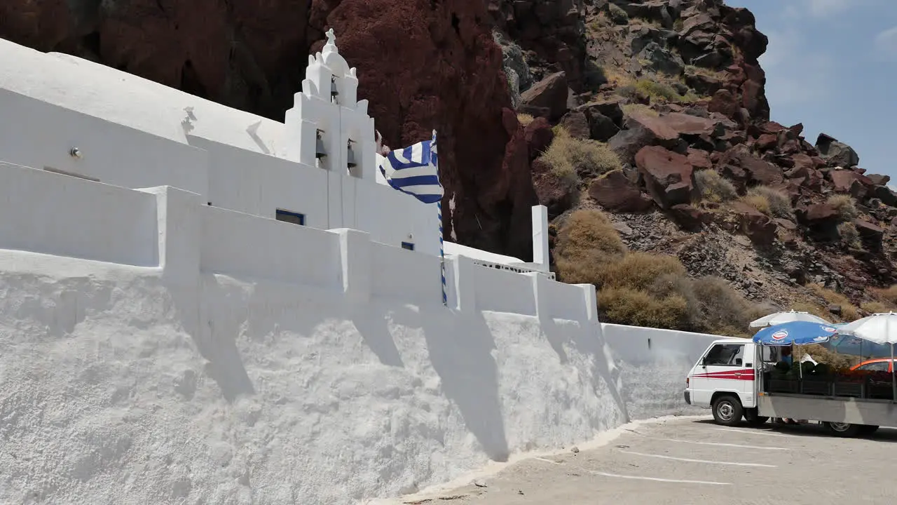 Greece Santorini Saint Nicholas Church And Fruit Stand