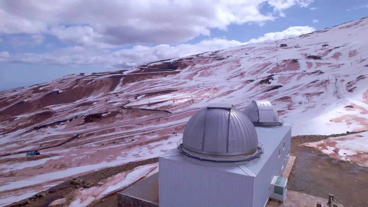 Astronomical observatory Aerial view in close flight