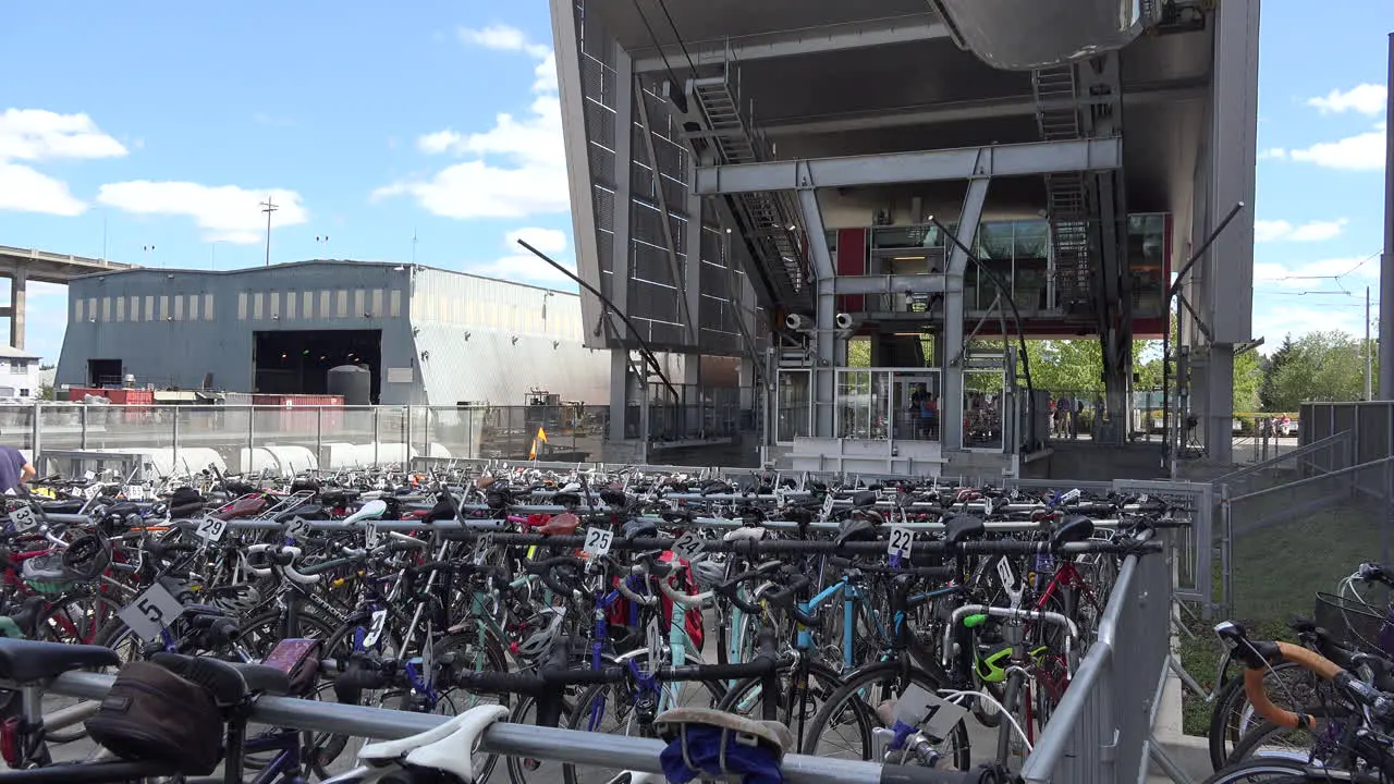 Oregon Portland Cable Car Scoots In Over Bikes Time Lapse