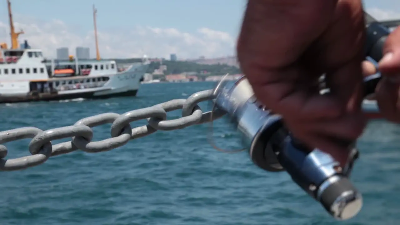 Young Fisher Man Fishing Bosphorus Istanbul 4