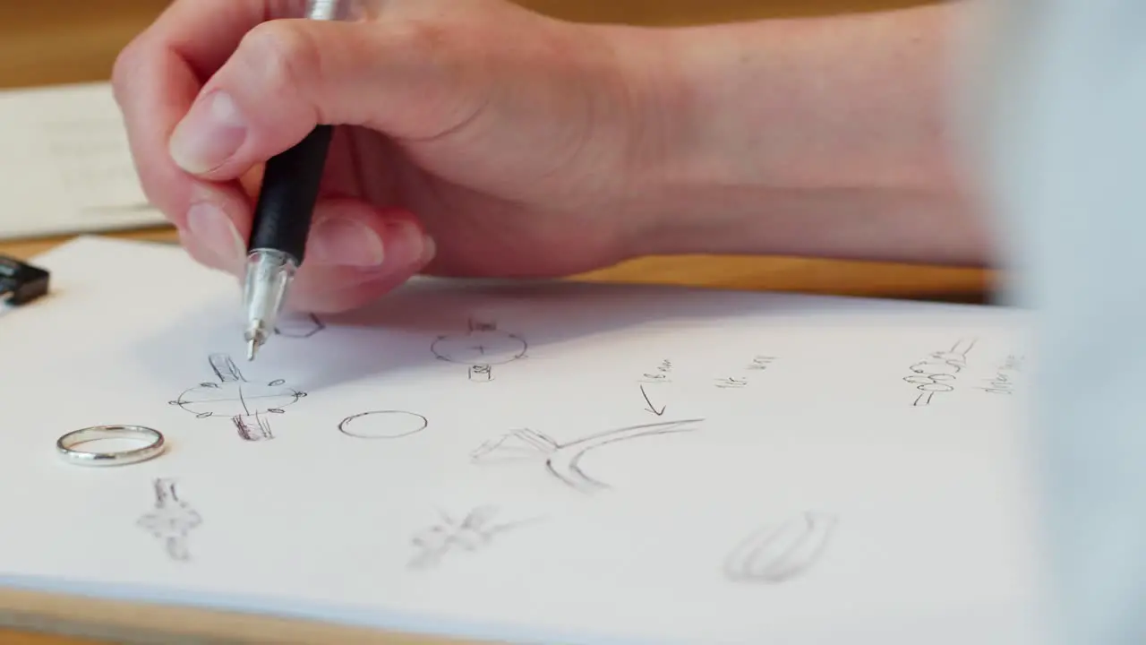 Hand sketching a diamond ring