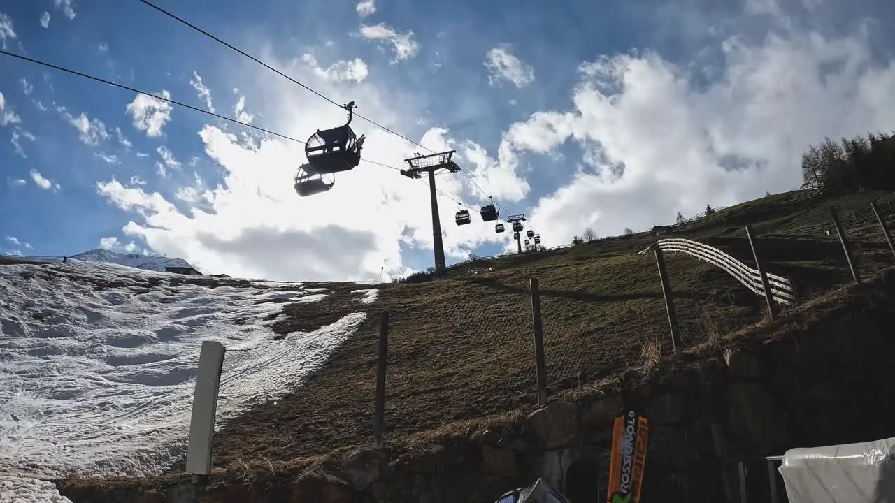 Cable Car Ski Chair Lift Snow Covered Mountain Austria Solden Skiing Skier