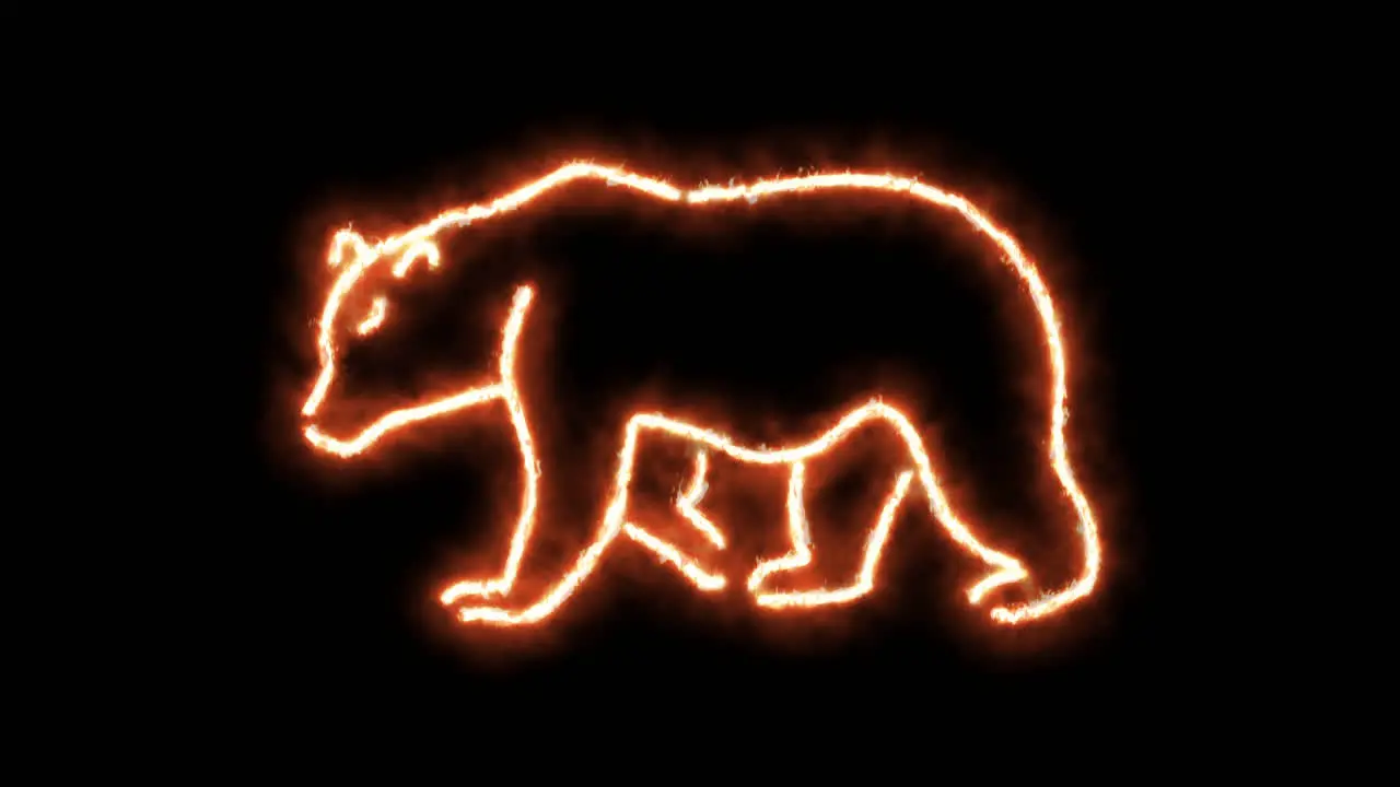 Bear outline with burning flames and bear in neon lights