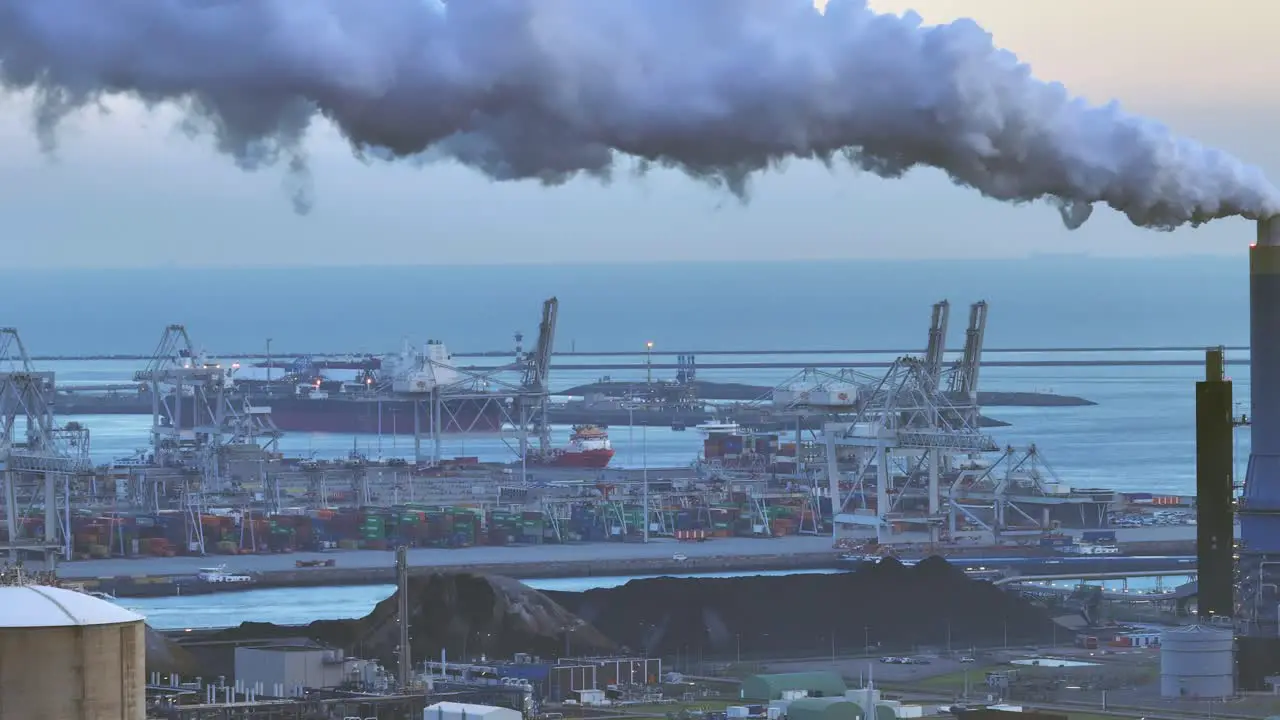 Gas cloud moving over the Onyx power plant Rotterdam Netherlands