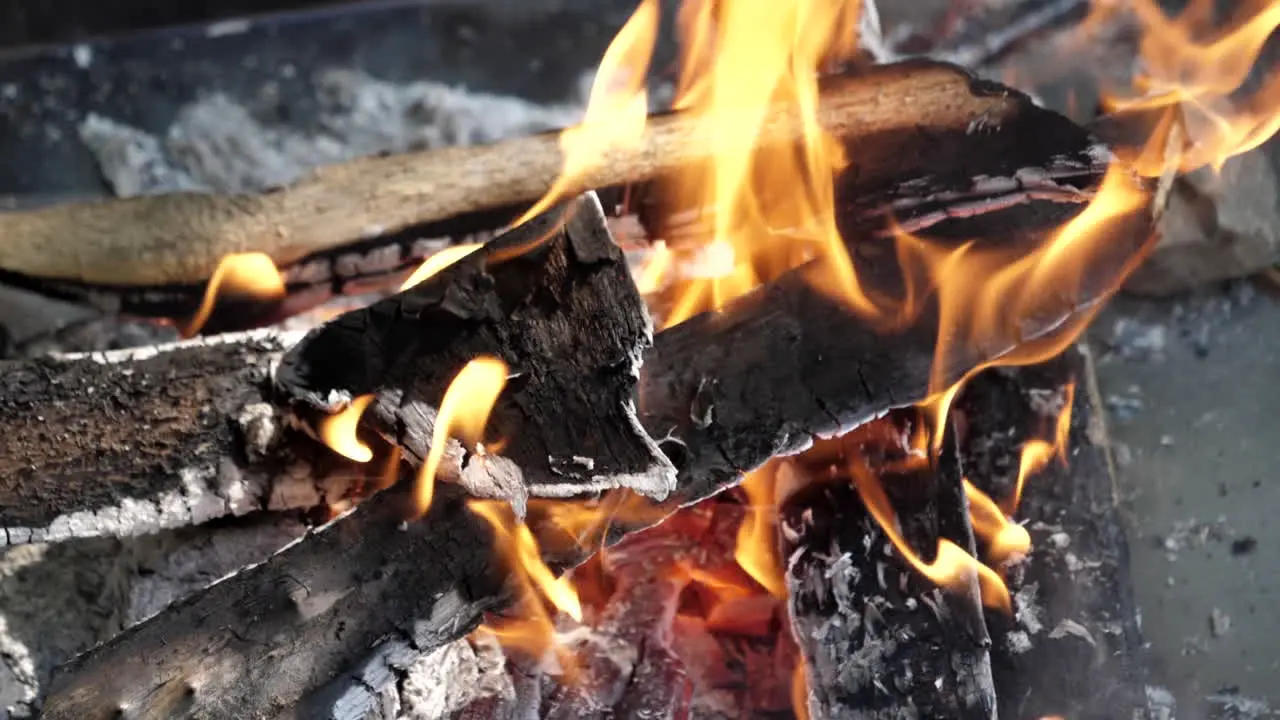 The fire is burning close up view slow motion